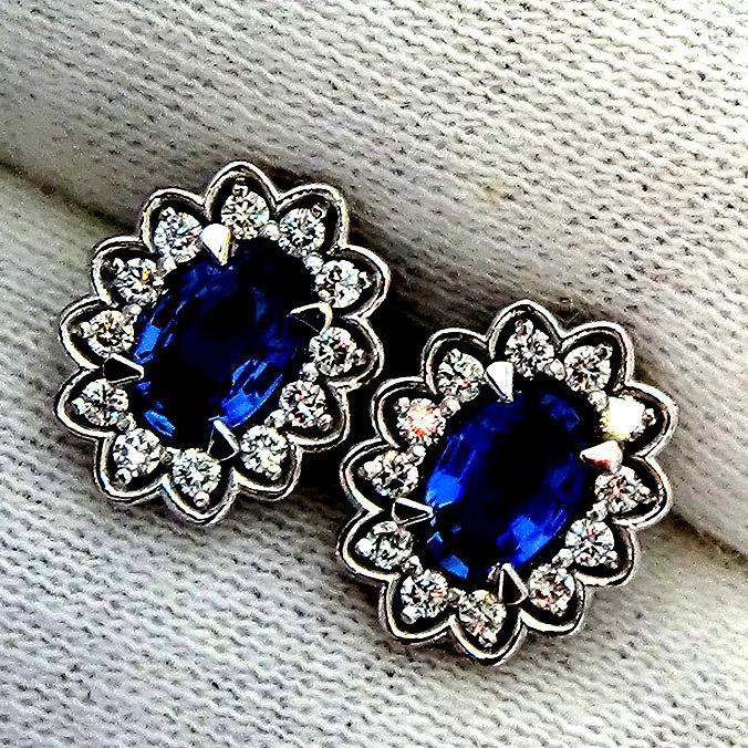 diamonds 14kt sapphire earrings - Shilat