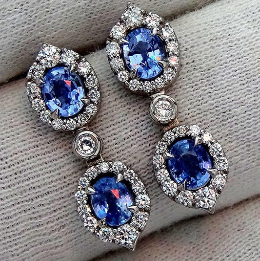 sapphire diamonds earrings - Shilat