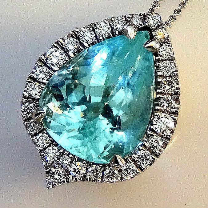 aquamarine diamond pendant - Shilat