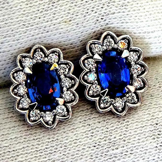 diamonds sapphire earrings - Shilat