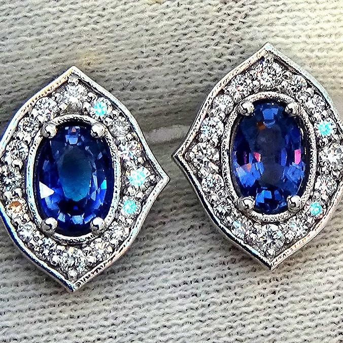 sapphire diamonds 14kt earrings - Shilat