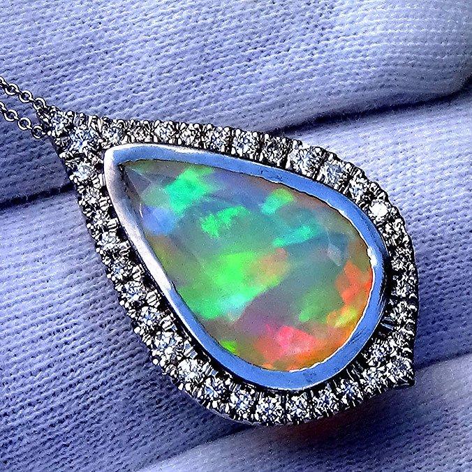 opal diamond pendant - Shilat