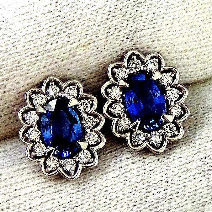 blue sapphire earrings 14k - Shilat