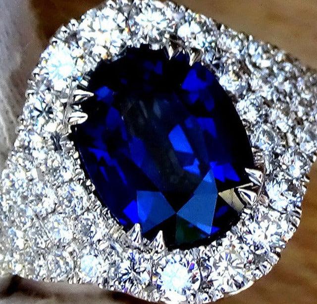 3 carat sapphire ring diamond womens 14k - Shilat 