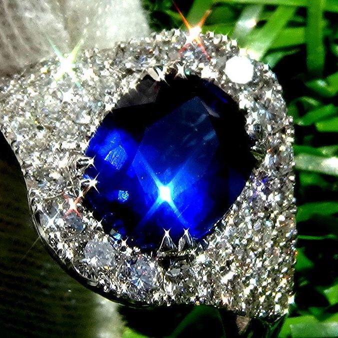 3 carat sapphire ring diamond womens 14k - Shilat 