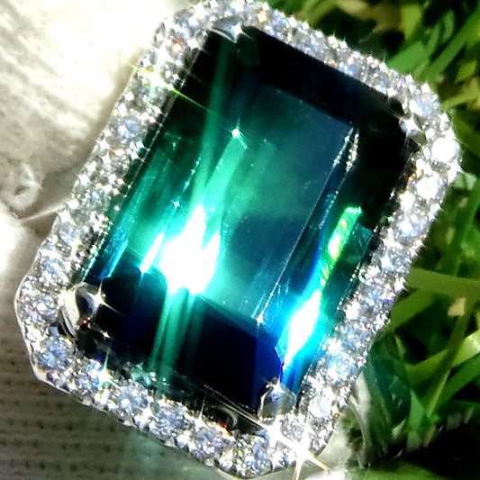 Bio-Color Tourmaline and diamond ring 18k - Shilat