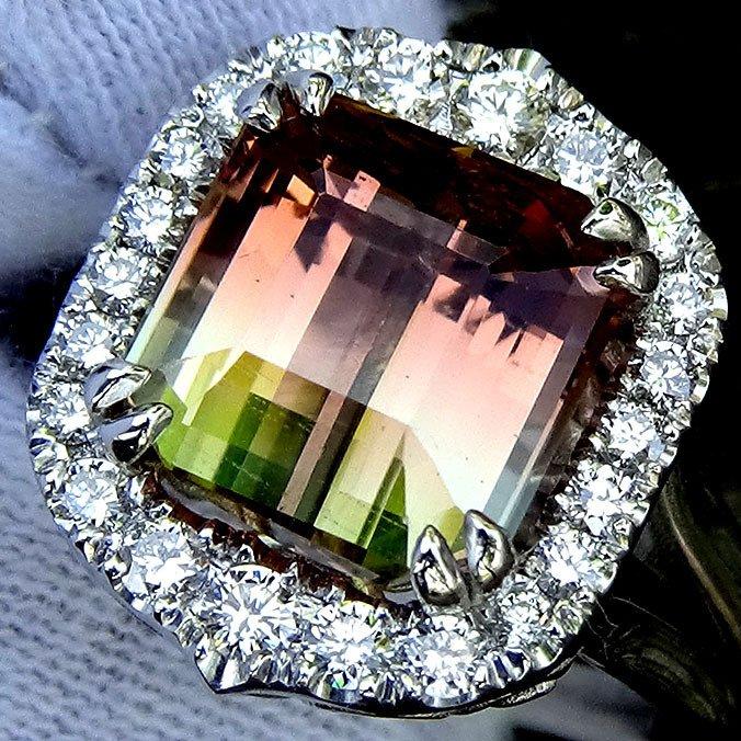 bio color tourmaline diamonds ring - Shilat