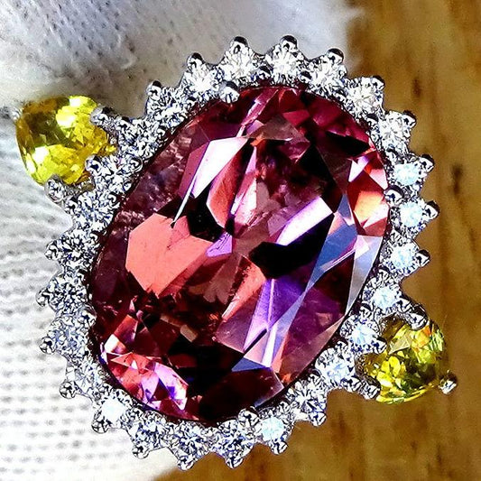  Neon Pink Transparent Natural Tourmaline Ring - Shilat