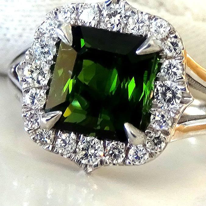 green tourmaline diamond ring