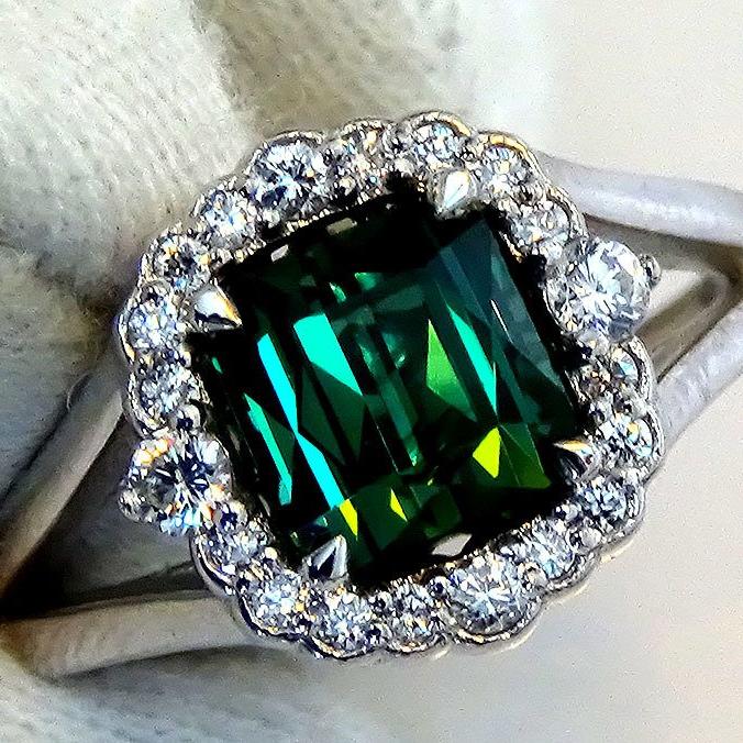 Green Tourmaline diamonds 14k ring - Shilat