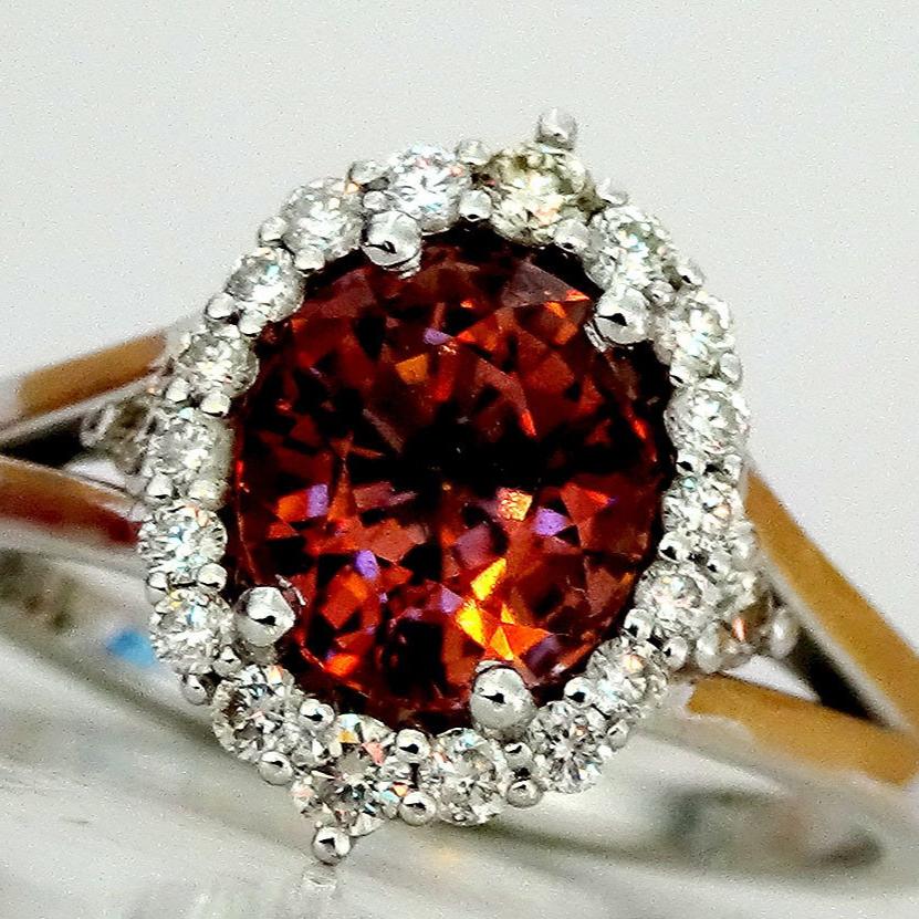 pink tourmaline diamond ring oval