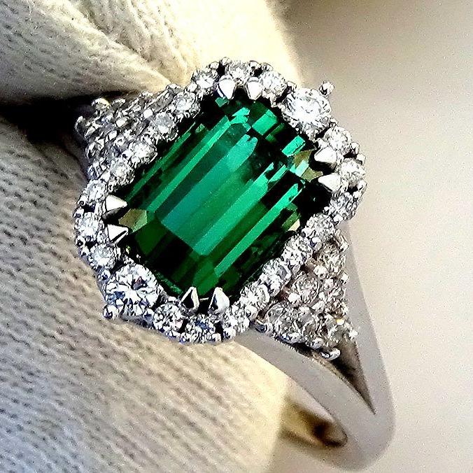 gold Tourmaline diamond ring 