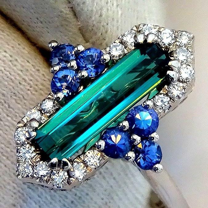 14k Neon Blue Green Tourmaline Ring - Shilat