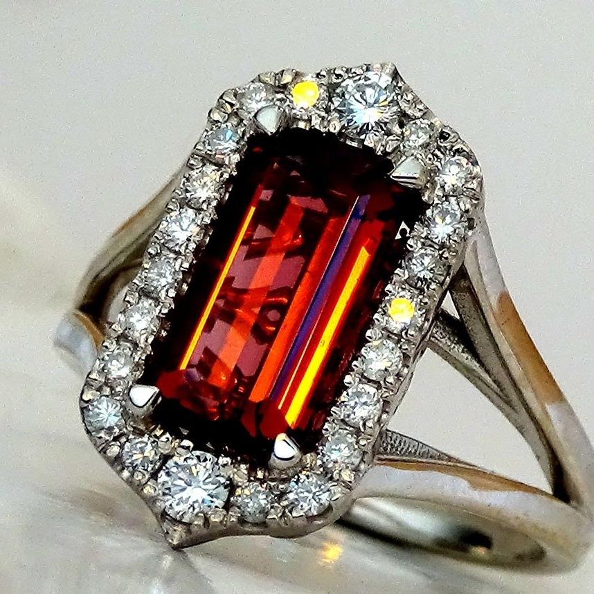 Neon Pink Tourmaline diamond ring - Shilat