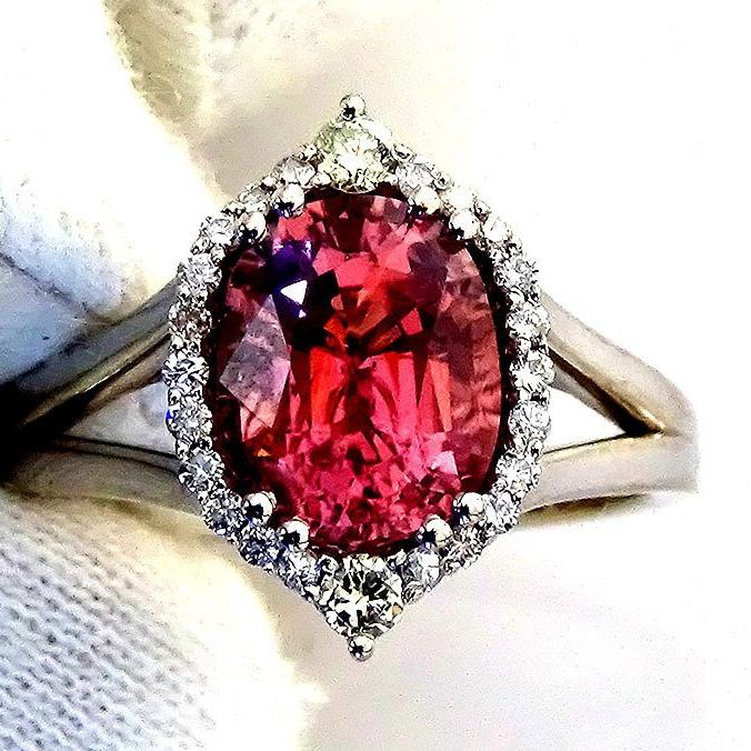 Neon Pink Tourmaline diamonds ring - Shilat