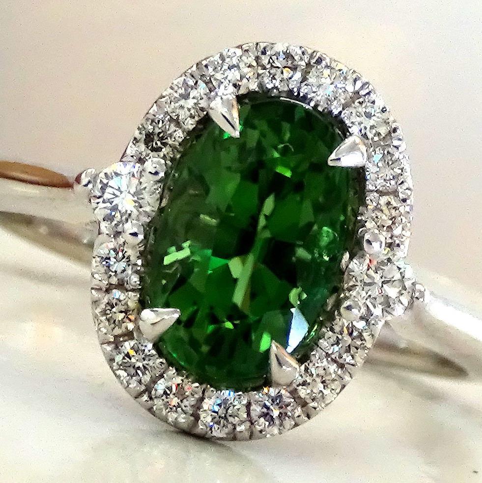 14k green tourmaline diamond ring 