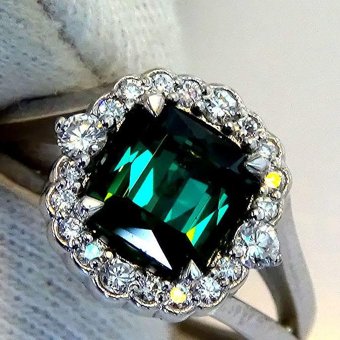 14k Green Tourmaline diamonds ring - Shilat