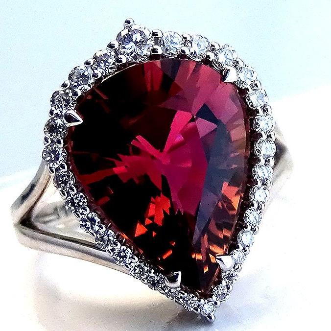 Pink tourmaline diamond ring - Shilat