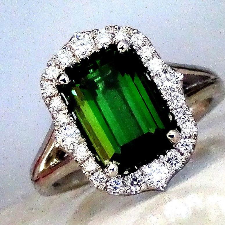 Tourmaline diamonds 14kt ring - Shilat