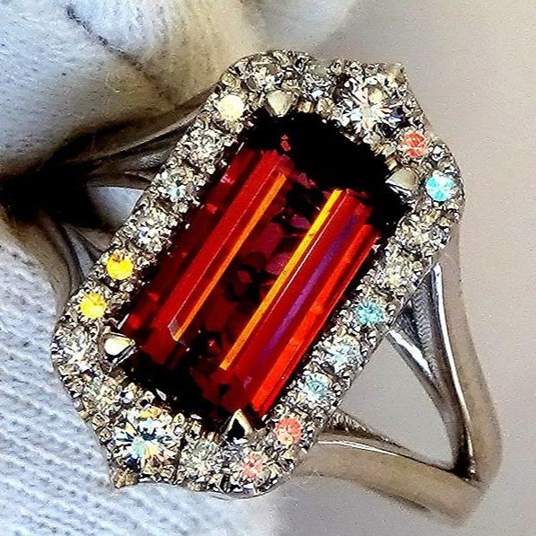 Neon Pink Tourmaline diamond ring - Shilat