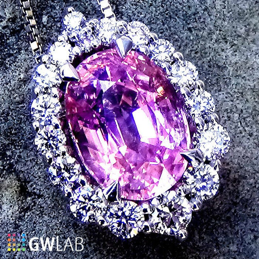  Pink Oval Tourmaline and natural diamonds Necklace - Shilat