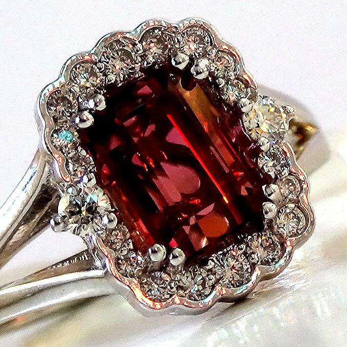 pink tourmaline diamonds ring