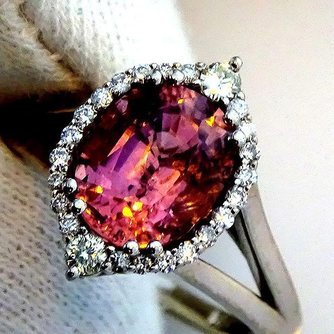 Natural Neon Tourmaline diamonds ring - Shilat