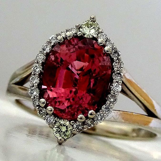 Natural Pink Tourmaline diamonds ring - Shilat