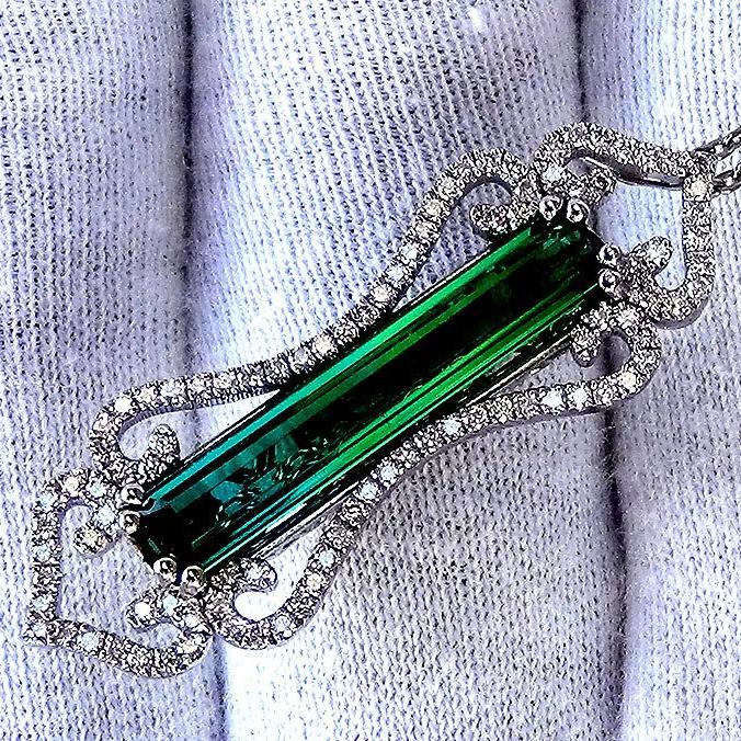 tourmaline and diamond 14kt pendant - Shilat