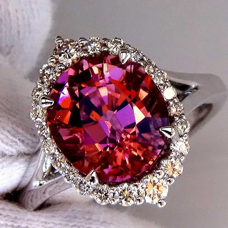 natural Pink Tourmaline diamonds fine 14kt ring - Shilat