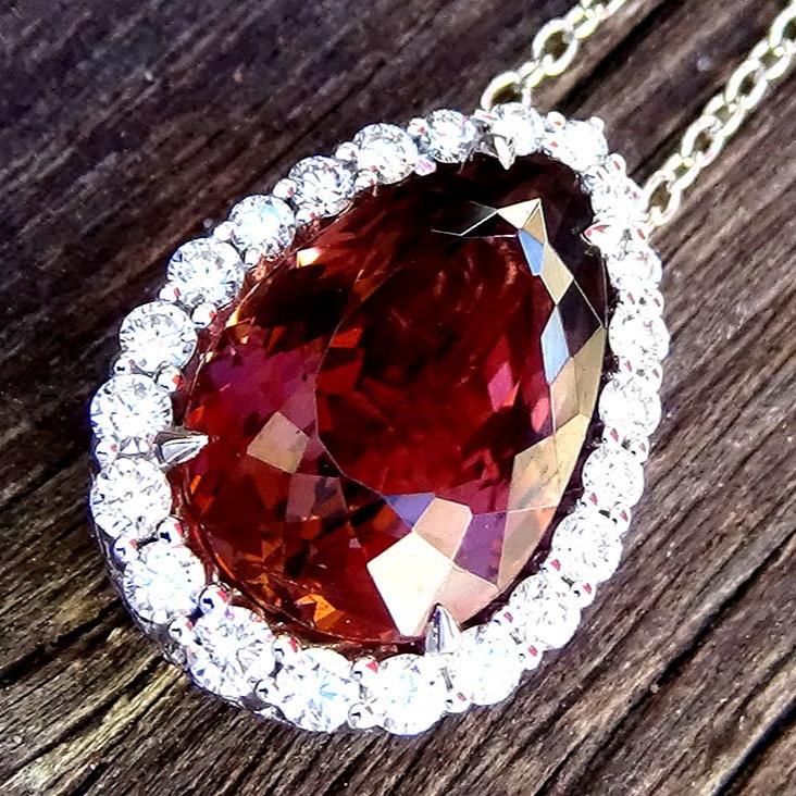 Pink Tourmaline diamonds Necklace - Shilat