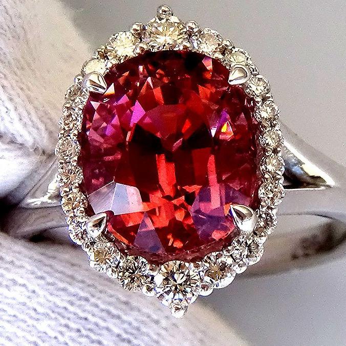 natural Pink Tourmaline diamonds 14kt gold ring - Shilat