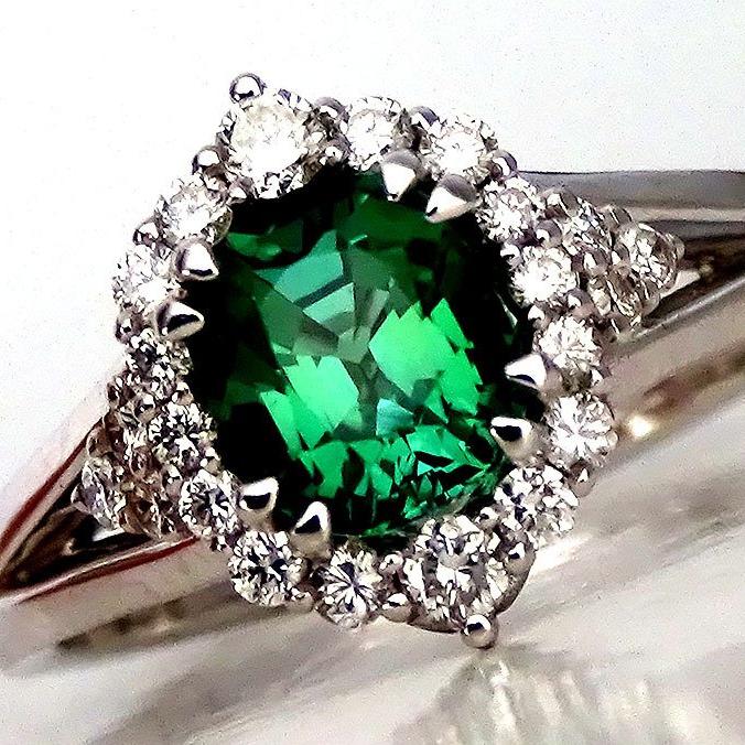 Green Tourmaline diamonds fine 14kt ring - Shilat