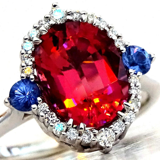 Natural Vivid Purple Pink Tourmaline Diamond Ring - Shilat