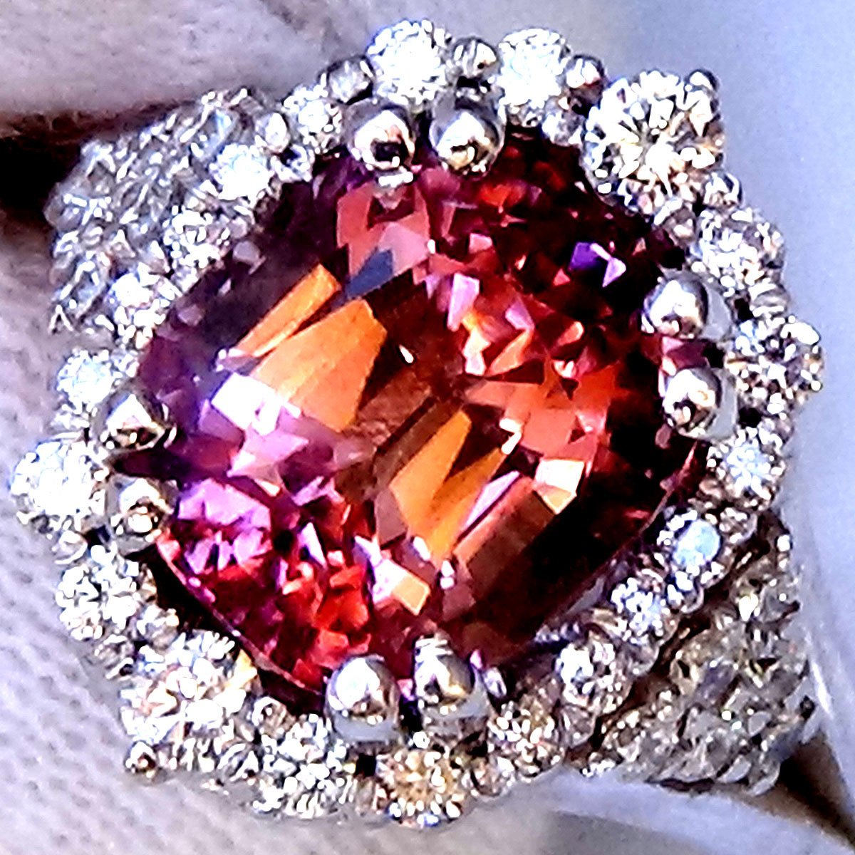 Pink Tourmaline diamonds fine 14kt gold ring - Shilat