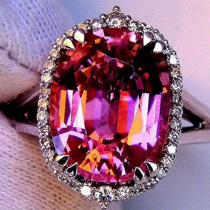 Pink tourmaline diamonds 14kt gold ring - Shilat