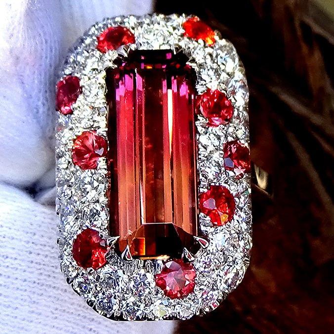 pink tourmaline diamonds ring - Shilat