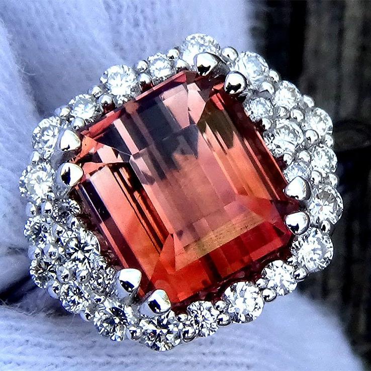 pink tourmaline diamonds 14kt ring - Shilat