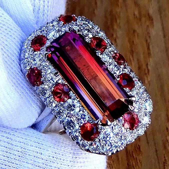  pink tourmaline diamonds ring - Shilat