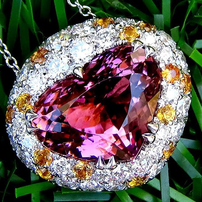 pink tourmaline diamonds necklace - Shilat