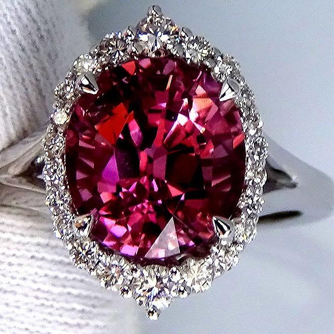 natural Pink Tourmaline diamonds 14kt ring - Shilat