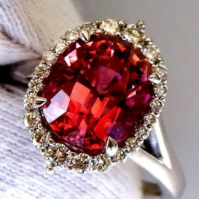  Pink Tourmaline diamonds 14kt ring - Shilat