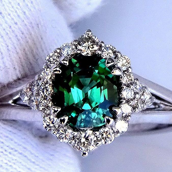 Green Tourmaline diamonds fine 14kt ring - Shilat