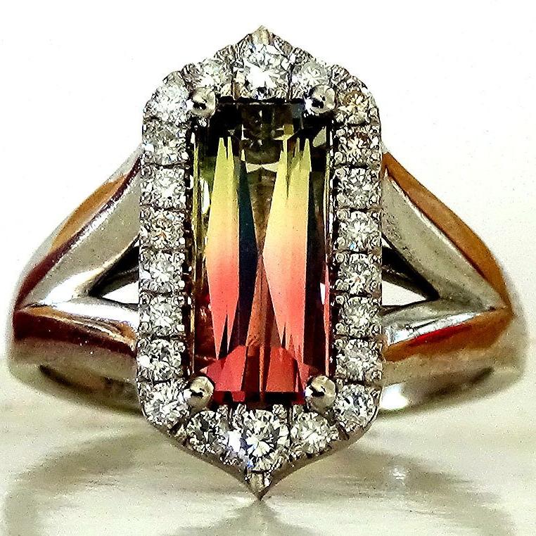 natural tourmaline diamonds ring - Shilat