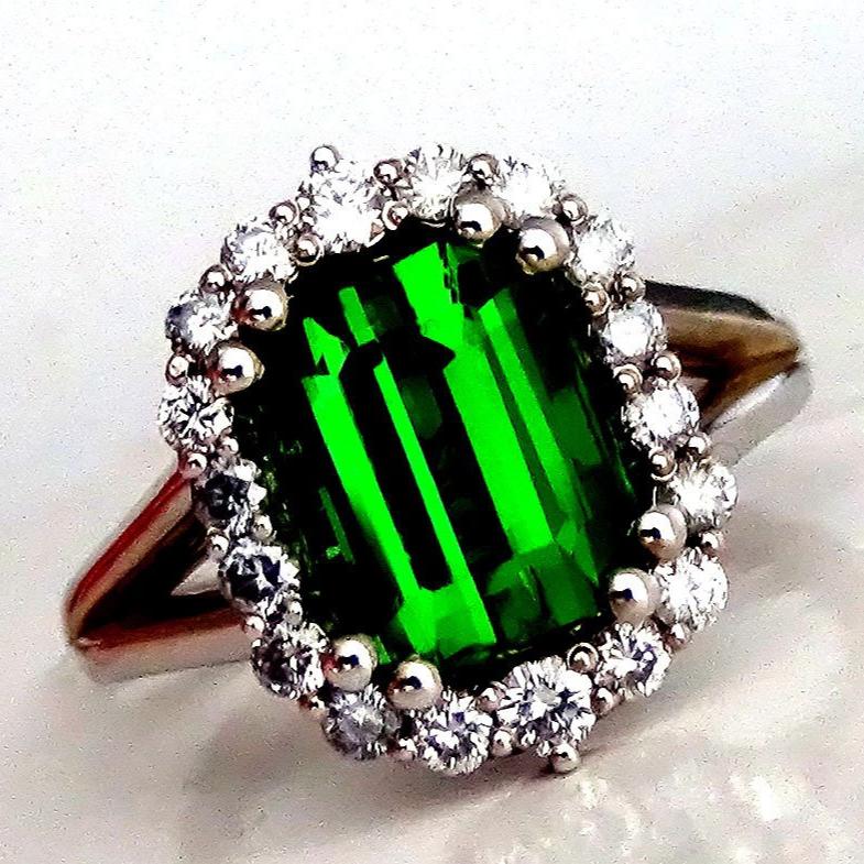 Tourmaline diamonds 14kt ring - Shilat