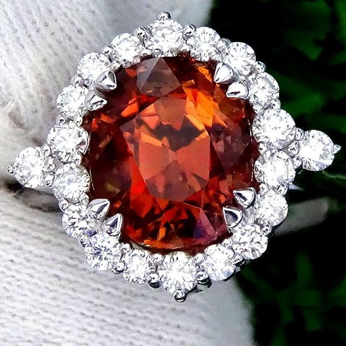  orange tourmaline diamonds 14kt ring - Shilat