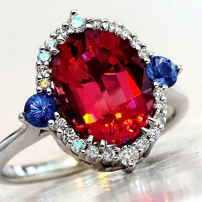 Natural Vivid Pink Tourmaline Ring - Shilat