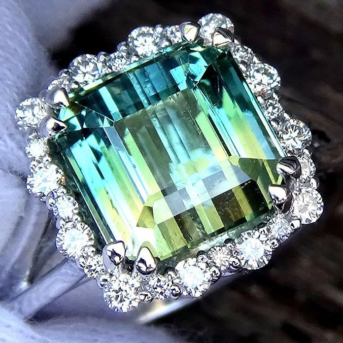  tourmaline diamonds 14kt ring - Shilat