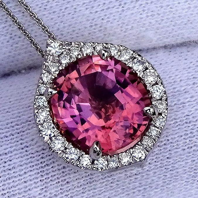 pink tourmaline 14kt pendant - Shilat