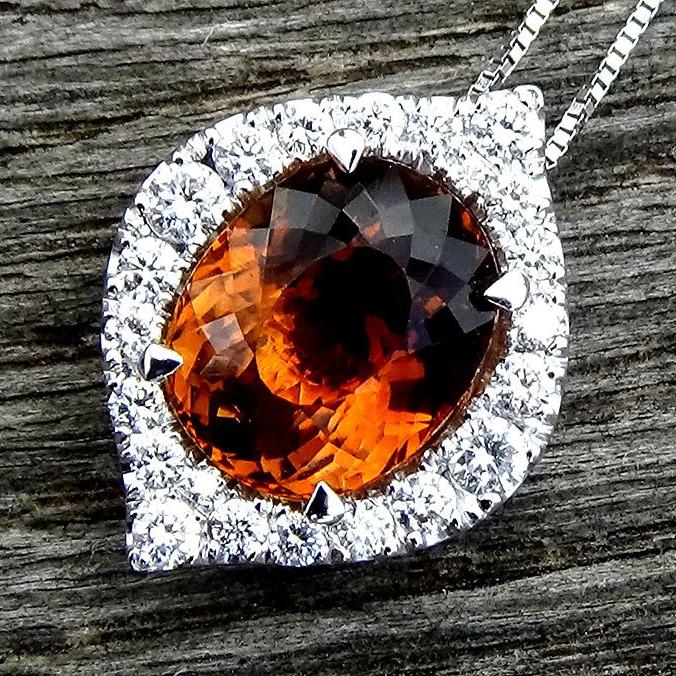 orange tourmaline diamonds Necklace - Shilat